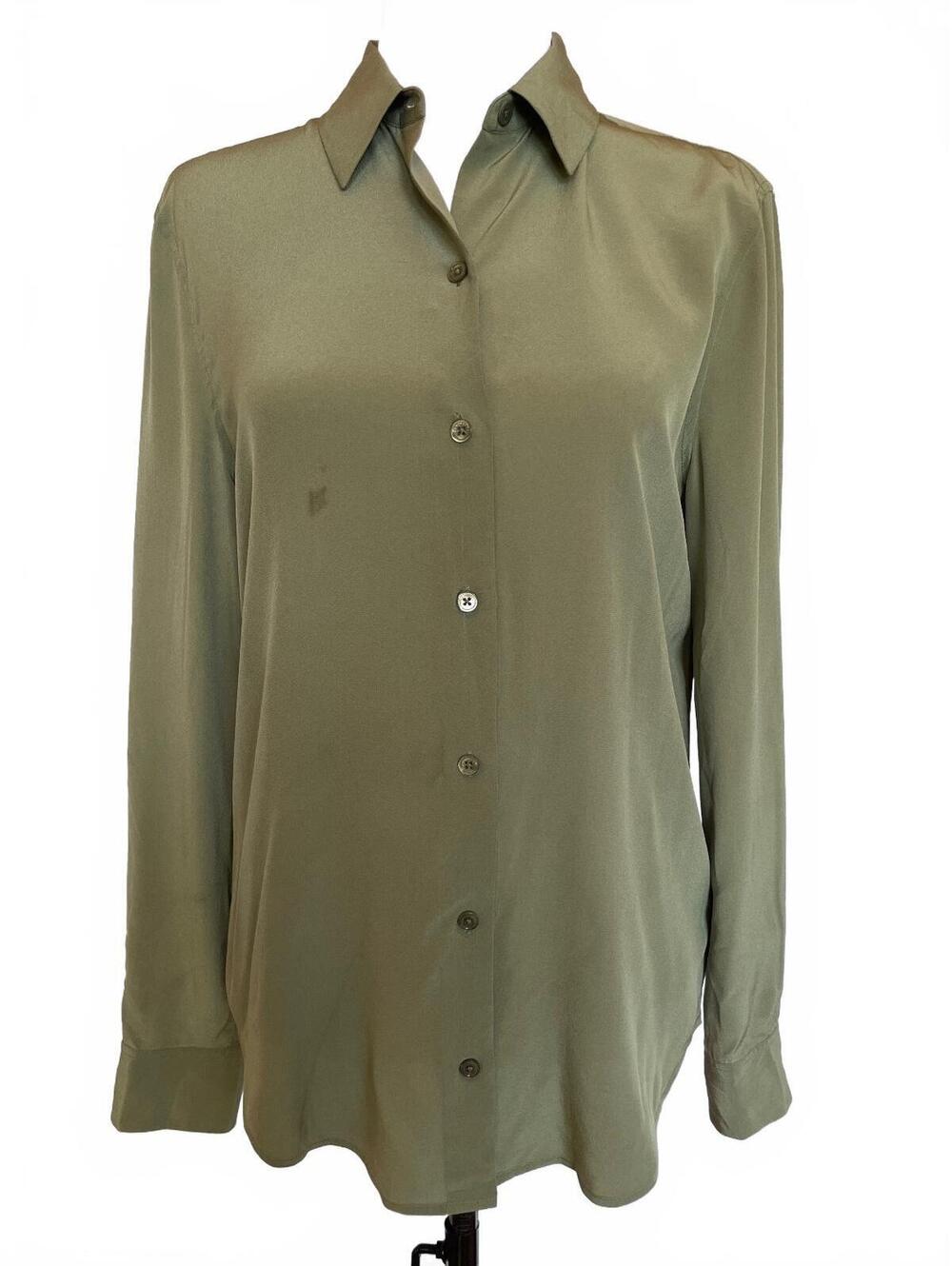Equipment Femme Sage Green 100% Silk Blouse XS Button Down Quiet Luxury